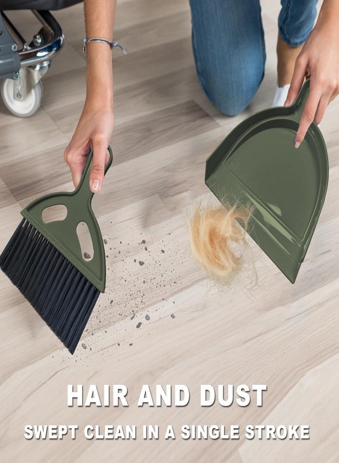 NBGYTECH Mini Broom and Dustpan Set Small Broom with Dustpan Combo Set Portable Cleaning Tools for Home Office RV Learning Camping (Olive Green) - Image 2